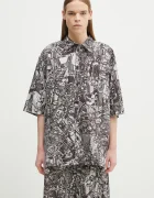 Marcelo Burlon Памучна риза Aop Mech Bowling Shirt Dark Grey Medium