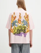 Marcelo Burlon Памучна тениска County Flame Boxy T-Shirt Pink Red