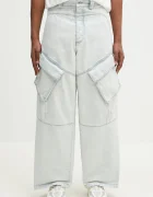 Marcelo Burlon Памучни дънки Bleach Denim Wide Cargo Light Blue No Co