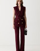 Marciano by Guess стандартен панталон дамски с добавена вълна ABBY бордо с висока талия 6RGB06 7433A