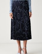 marimekko плисирана пола тъмносиня на цветя 096042