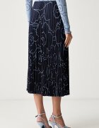 marimekko плисирана пола тъмносиня на цветя 096042