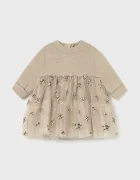 Mayoral Newborn Бебешка рокля в бежово къса разкроена 2824