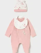 Mayoral Newborn бебешки гащеризон за спане от памук с еластан розов 2748