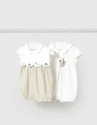 Mayoral Newborn Бебешки памучен къс гащеризон (2 броя)