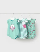 Mayoral Newborn Бебешки памучен къс гащеризон (3 броя)