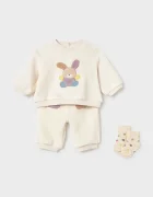 Mayoral Newborn спортен комплект анцуг за бебе от джинс бежов 2654