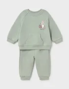 Mayoral Newborn спортен комплект анцуг за бебе от памук зелен 2607
