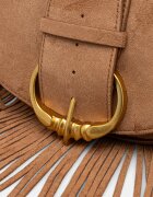 Medicine чанта crossbody дамска от имитация на велур кафява