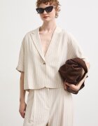 Medicine риза дамска с вискоза бежова на райе