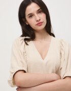 Medicine уголемена рокля с лен бежова изчистена шарка