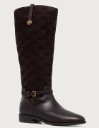 Michael Michael Kors ботуши под коляното дамски от кожа Beverly Flat Boot кафяви 40F6BVFB5S.251