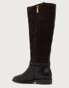 Michael Michael Kors ботуши под коляното дамски от кожа Beverly Flat Boot кафяви 40F6BVFB5S.251