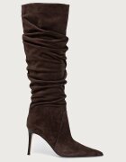 Michael Michael Kors ботуши под коляното с тънък ток дамски от велур Dawn Heeled Boot кафяви 40F5DWHB5L.251