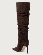 Michael Michael Kors ботуши под коляното с тънък ток дамски от велур Dawn Heeled Boot кафяви 40F5DWHB5L.251