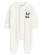 MINI RODINI Бебешки памучен къс гащеризон Panda