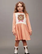MINI RODINI Детска памучна рокля Bear