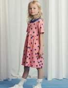 MINI RODINI Детска памучна рокля Outlined hearts