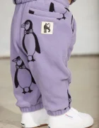 MINI RODINI панталон джогър за деца от полар Penguin виолетов 11000365