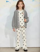 MINI RODINI разкроен панталон за деца от памук с еластан бял с висока талия 26730125
