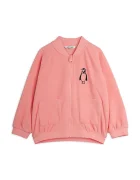 MINI RODINI суичър с цип за деца от полар Penguin розов 11000359