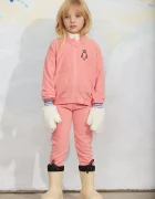 MINI RODINI суичър с цип за деца от полар Penguin розов 11000359