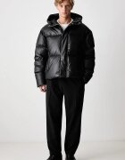 MM6 MAISON MARGIELA пухено яке мъжко от имитация на кожа черно SH0AM0098-M36016