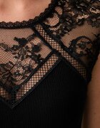 Morgan блуза дамска черна с дантелени вложки DIAMO