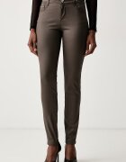 Morgan панталон slim fit дамски с памук кафяв с ниска талия PALAO
