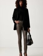Morgan панталон slim fit дамски с памук кафяв с ниска талия PALAO