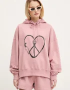 Moschino Jeans Памучен суичър в розово с качулка с принт 1708 3228