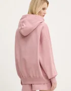 Moschino Jeans Памучен суичър в розово с качулка с принт 1708 3228