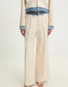 Moschino Jeans Панталон в бежово с широка каройка с висока талия 0346 3717