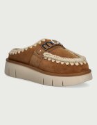 Mou пантофи дамски от велур Bounce Clog Metal Logo кафяви MU.FW531001A