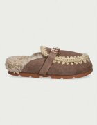 Mou пантофи дамски от велур Winter Bio Slide Logo бежови MU.FW431000A