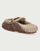 Mou пантофи дамски от велур Winter Bio Slide Logo бежови MU.FW431000A