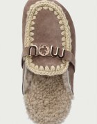 Mou пантофи дамски от велур Winter Bio Slide Logo бежови MU.FW431000A