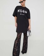 MSGM Памучна рокля в черно къса с уголемена кройка 2000MDA510.200002