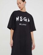 MSGM Памучна рокля в черно къса с уголемена кройка 2000MDA510.200002