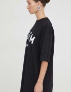 MSGM Памучна рокля в черно къса с уголемена кройка 2000MDA510.200002