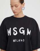 MSGM Памучна рокля в черно къса с уголемена кройка 2000MDA510.200002