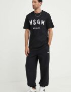 MSGM Памучна тениска в черно с принт 2000MM510.200002