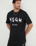 MSGM Памучна тениска в черно с принт 2000MM510.200002