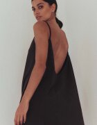 Muuv. Памучна рокля #SURFGIRL в кафяво къса с уголемена кройка