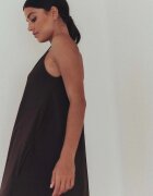 Muuv. Памучна рокля #SURFGIRL в кафяво къса с уголемена кройка