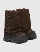 Naked Wolfe Велурени ботуши Disturb в кафяво с платформа Disturb Chocolate Suede