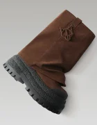 Naked Wolfe Велурени ботуши Disturb в кафяво с платформа Disturb Chocolate Suede