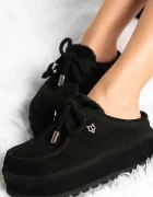 Naked Wolfe Велурени чехли Blizzard в черно Blizzard Suede Shearling Black