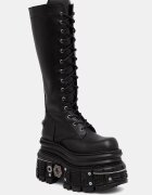 NEW ROCK ботуши под коляното дамски от кожа ITALI NEGRO IMPERFECT TANK NEGRO E-34 черни M-235-C11