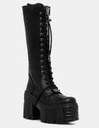 NEW ROCK Кожени ботуши CRUST NEGRO TOWER MAX в черно с дебел ток M-TM002-C2